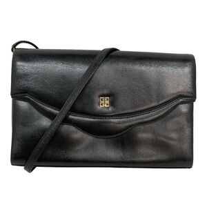 GIVENCHY vintage Sacs Black Leather Convertible Crossbody / Clutch bag
